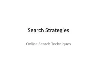 Search Strategies