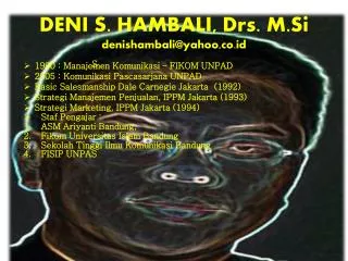 DENI S. HAMBALI, Drs. M.Si denishambali@yahoo,co.id