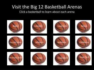 Visit the Big 12 Basketball Arenas Click a basketball to learn about each arena