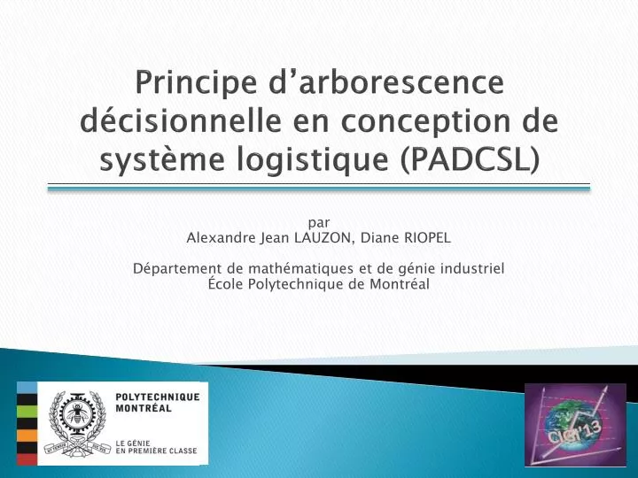 principe d arborescence d cisionnelle en conception de syst me logistique padcsl