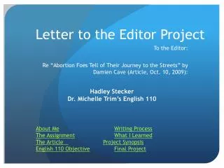 Letter to the Editor Project