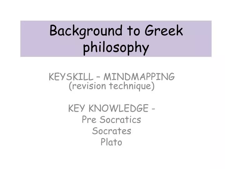 background to greek philosophy