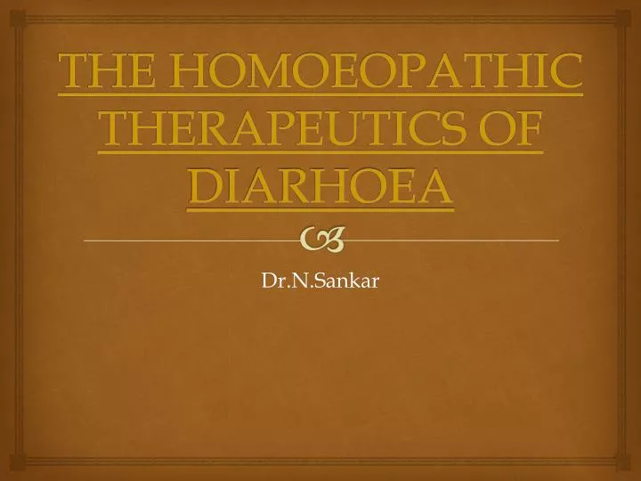 the homoeopathic therapeutics of diarhoea