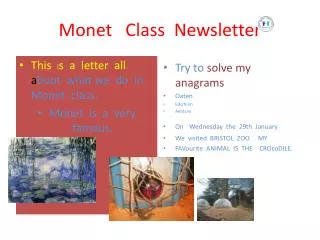 Monet Class News letter