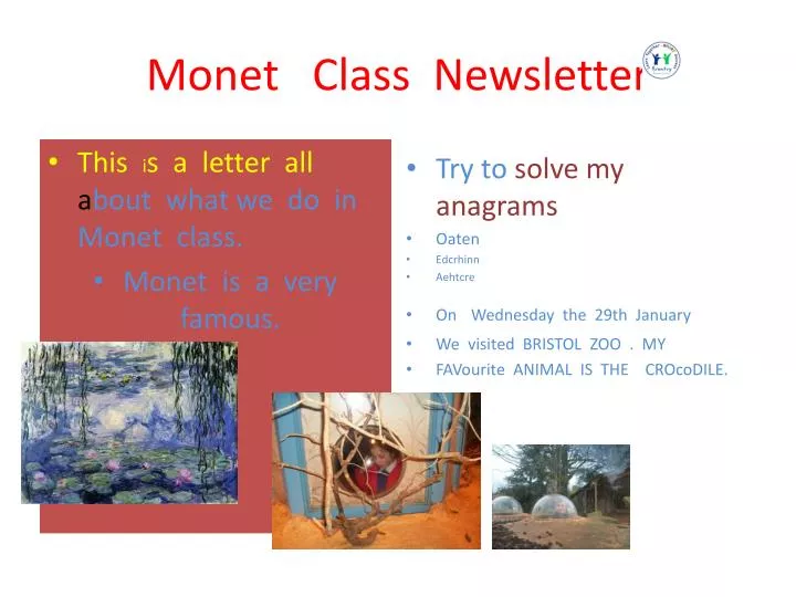 monet class news letter