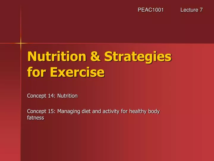 nutrition strategies for exercise