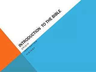 Introduction to the Bible