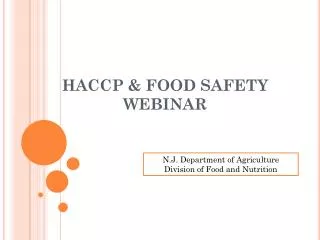 HACCP &amp; FOOD SAFETY WEBINAR