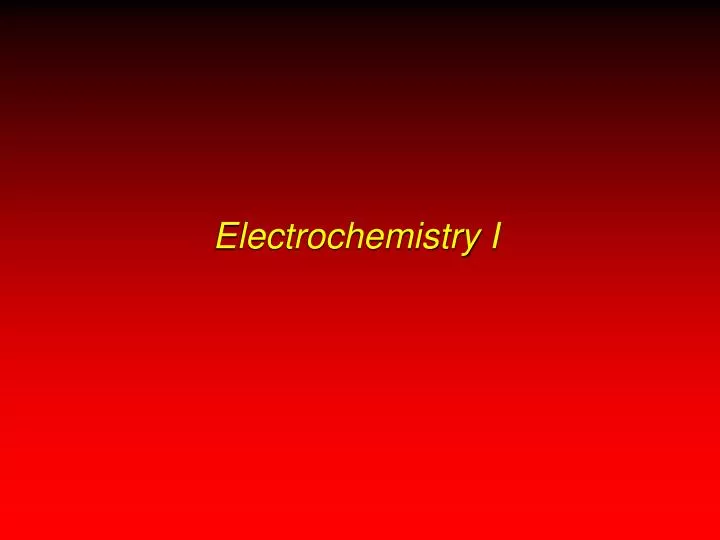 electrochemistry i