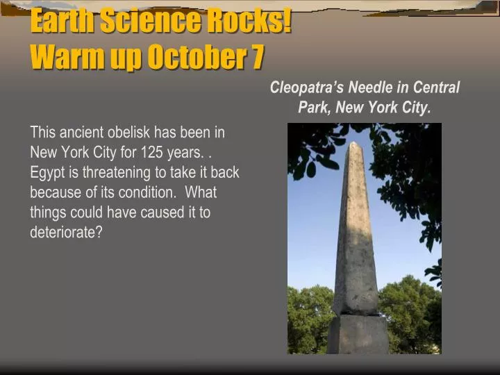 earth science rocks warm up october 7