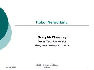 Robot Networking