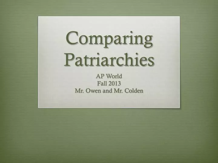 comparing patriarchies