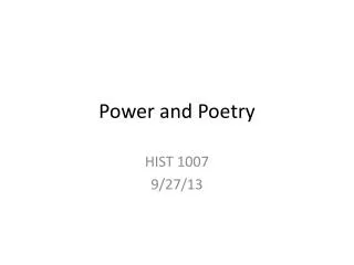 Power and Poetry