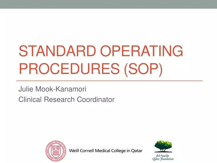 standard operating procedures sop