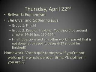 thursday april 22 nd