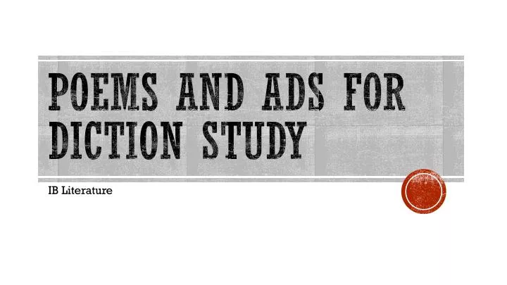 poems and ads for diction study
