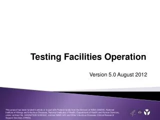Testing Facilities Operation