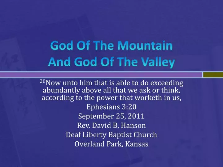 god of the mountain and god of the valley