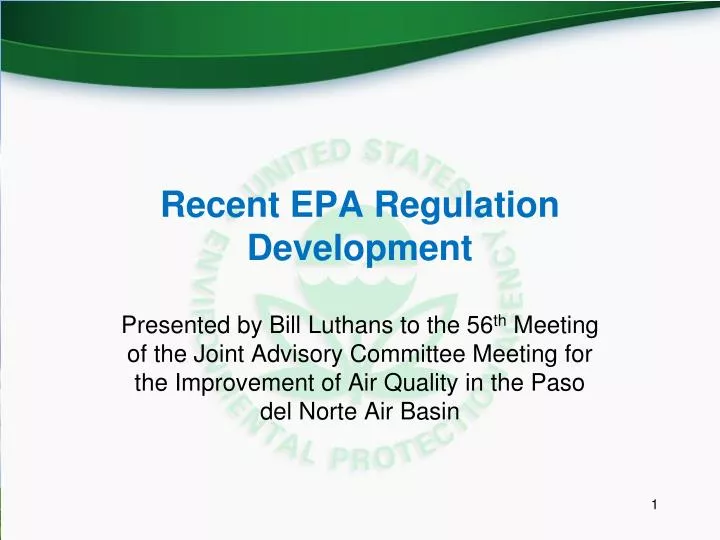 recent epa regulation development