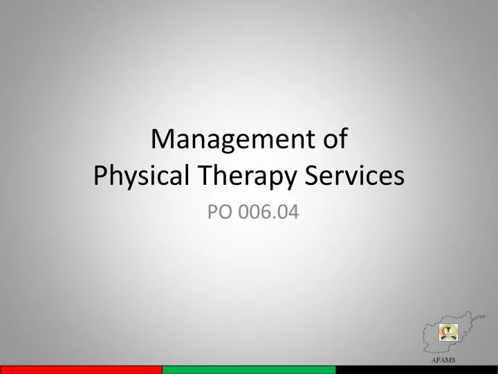 management of physical therapy services