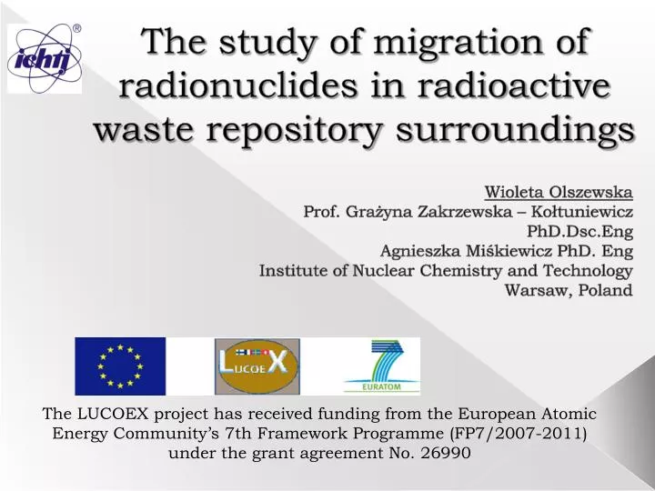the study of migration of radionuclides in radioactive waste repository surroundings