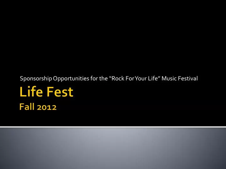 sponsorship opportunities for the rock for your life music festival