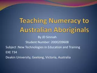 Teaching Numeracy to Australian Aboriginals