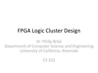 FPGA Logic Cluster Design