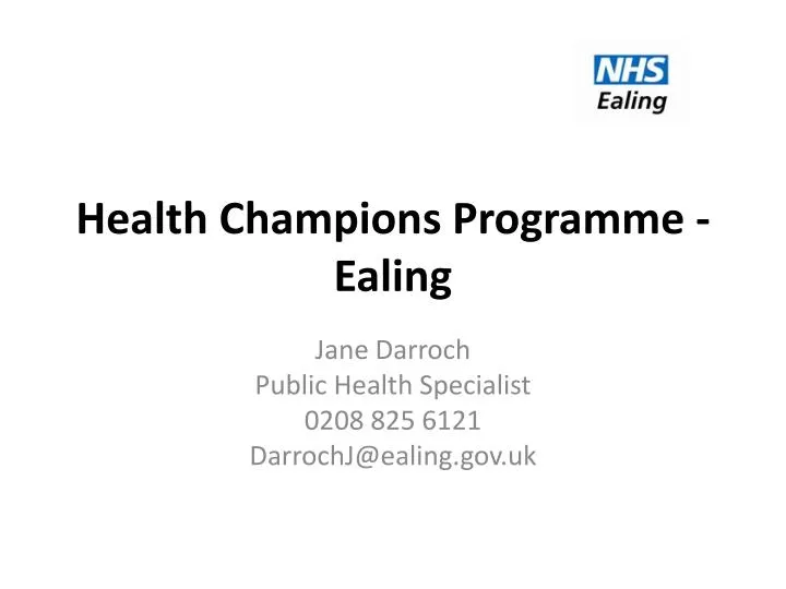 health champions programme ealing