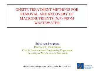 ONSITE TREATMENT METHODS FOR REMOVAL AND RECOVERY OF MACRONUTRIENTS (N/P) FROM WASTEWATER