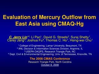 Evaluation of Mercury Outflow from East Asia using CMAQ-Hg