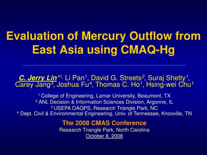 evaluation of mercury outflow from east asia using cmaq hg