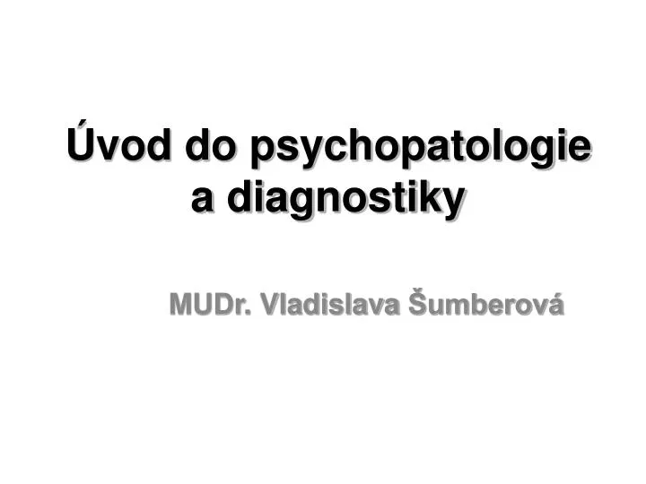 vod do psychopatologie a diagnostiky