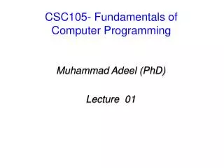 CSC105- Fundamentals of Computer Programming