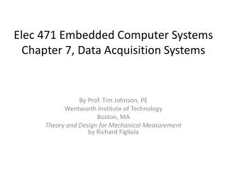 Elec 471 Embedded Computer Systems Chapter 7, Data Acquisition Systems