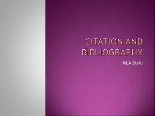 Citation and Bibliography