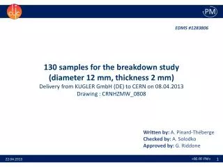 130 samples for the breakdown study ( diameter 12 mm, thickness 2 mm)