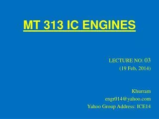 MT 313 IC ENGINES