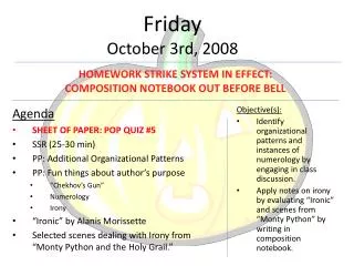 Friday October 3rd , 2008