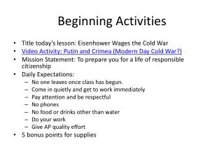 Beginning Activities