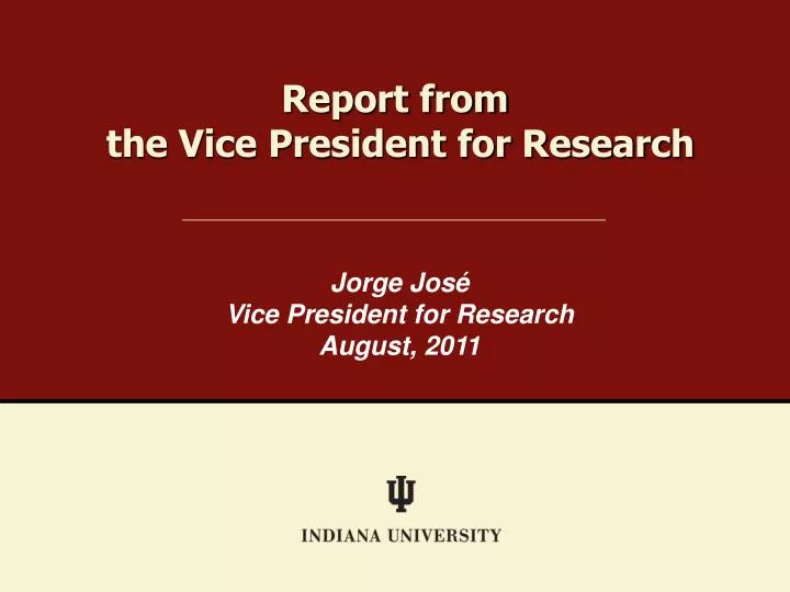 report from the vice president for research