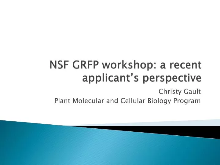 nsf grfp workshop a recent applicant s perspective