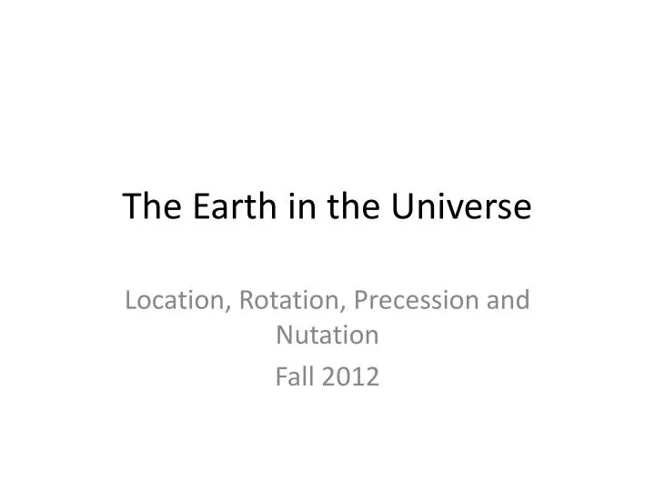 the earth in the universe