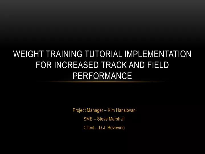 weight training tutorial implementation for increased track and field performance