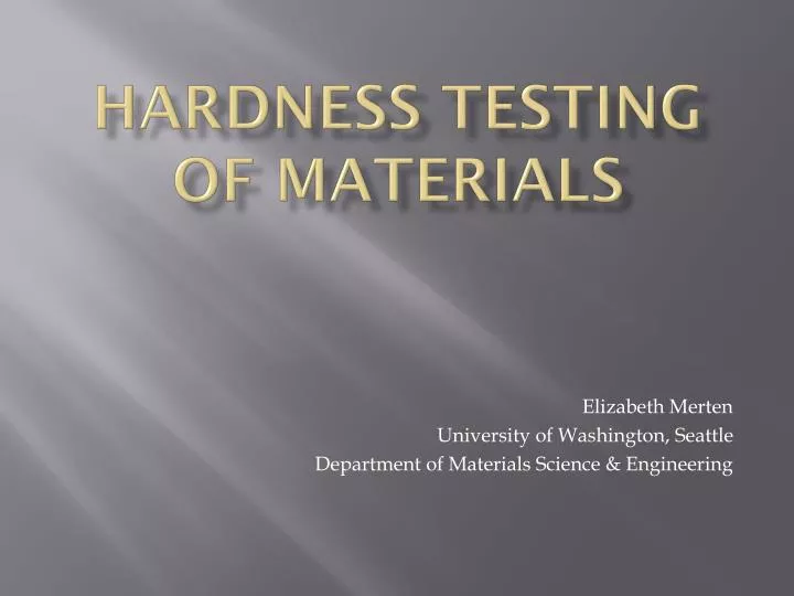 hardness testing of materials