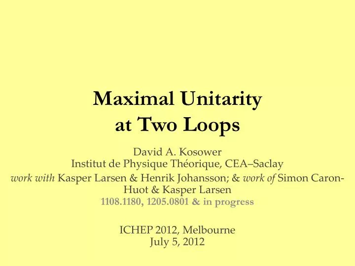 maximal unitarity at two loops