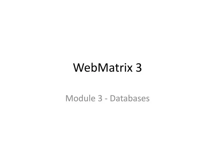 webmatrix 3