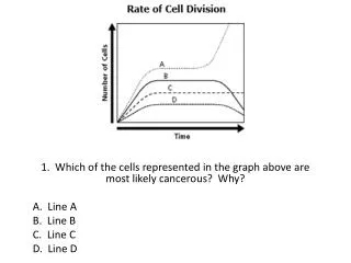 1. Which of the cells represented in the graph above are most likely cancerous ? Why?