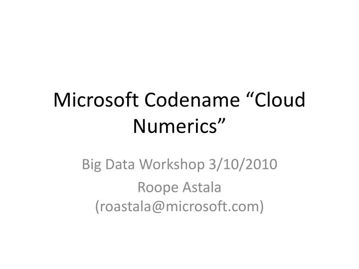 microsoft codename cloud numerics