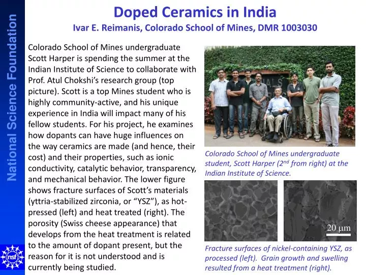 doped ceramics in india ivar e reimanis colorado school of mines dmr 1003030
